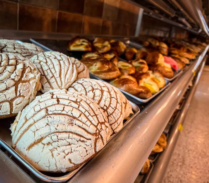 Conchas y pan dulce en la vitrina